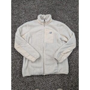 New Balance Sherpa Fleece Full Zip Jacket Cream Women's Medium